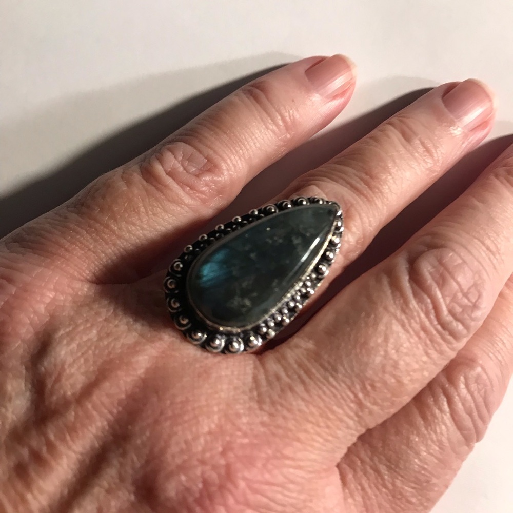 Labradorite Stamped 925 Sterling Silver Ring